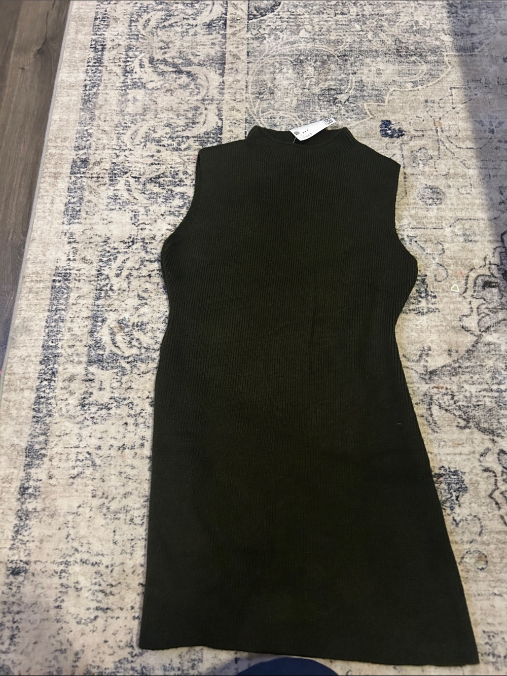 H&M Sleeveless Mock Neck Midi Dress in Olive Green